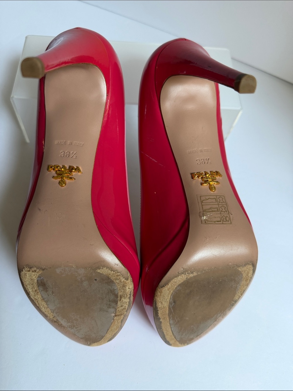 Prada Patent Leather Open-Toe Pumps in Hot Pink 8.5 - Picture 9 of 12